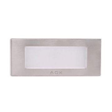 ACK AH07-01134 1.5 Watt Krom Kasa Sıva Altı Dikdörtgen LED Merdiven Armatürü - Beyaz Işık (6500K)