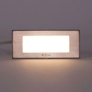 ACK AH07-01104 1.5 Watt Krom Kasa Sıva Altı Dikdörtgen LED Merdiven Armatürü - Gün Işığı (3000K)