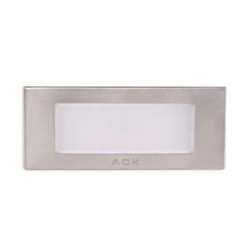 ACK AH07-01104 1.5 Watt Krom Kasa Sıva Altı Dikdörtgen LED Merdiven Armatürü - Gün Işığı (3000K)
