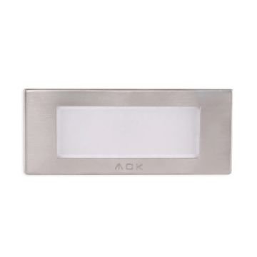 ACK AH07-01104 1.5 Watt Krom Kasa Sıva Altı Dikdörtgen LED Merdiven Armatürü - Gün Işığı (3000K)