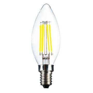 HEKA ERD-93 6 Watt Şeffaf Camlı Rustik Kıvrık Mum Ampul - Beyaz Işık (6500K)