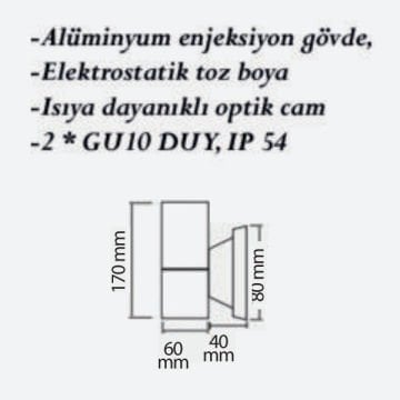 CreaLight CL-AP-105 Çift Yönlü Dış Mekan Aplik - GU10 Duylu - IP54