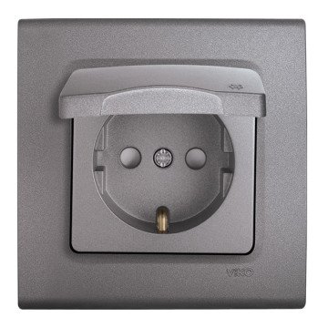 VİKO Linnera Life 90442012 Çocuk Korumalı Kapaklı Topraklı Priz [Granit Grisi]