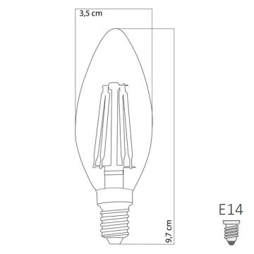HEKA ERD-34 4 Watt LED Rustik Mum Ampul - Amber