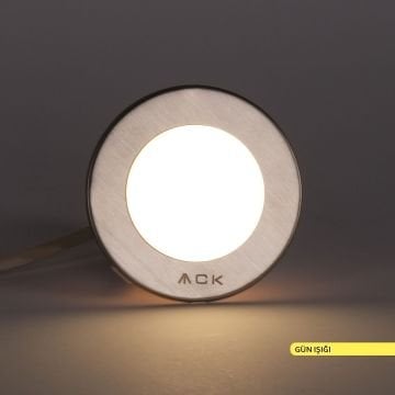 ACK AH07-00704 1.5 Watt Krom Kasa Sıva Altı Yuvarlak LED Merdiven Armatürü - Gün Işığı (3000K)