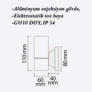 CreaLight CL-AP-103 Tek Yönlü Dış Mekan Aplik - GU10 Duylu - IP54