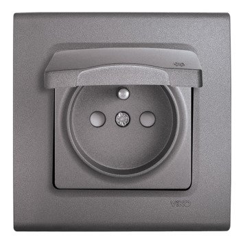 VİKO Linnera Life 90442070 Çocuk Korumalı Kapaklı Topraklı UPS Priz [Granit Grisi]