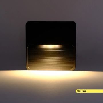 ACK AH07-01801 3 Watt Beyaz Sıva Üstü Kare Dış Mekan LED Merdiven Armatürü - Gün Işığı (3000K) - PC Gövde