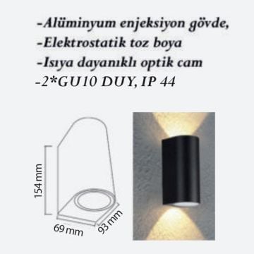 CreaLight CL-AP-108 Çift Yönlü Dış Mekan Aplik - GU10 Duylu - IP54