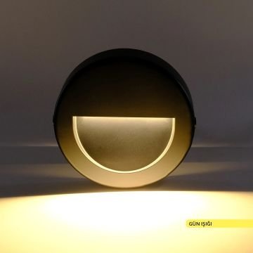 ACK AH07-05201 4 Watt Siyah Sıva Üstü Kare Dış Mekan LED Merdiven Armatürü - Gün Işığı (3000K) - PC Gövde