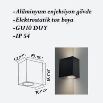 CreaLight CL-AP-109 Tek Yönlü Dış Mekan Aplik - GU10 Duylu - IP54