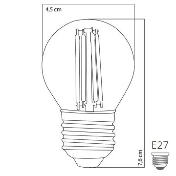 HEKA ERD-42 6 Watt Şeffaf Camlı G45 Rustik Top Ampul - Gün Işığı (3000K)