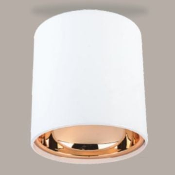 HELIOS HS 1610 10x10 cm Beyaz-Rose Bakır Sıva Üstü Silindir Spot Kasası (Metal)
