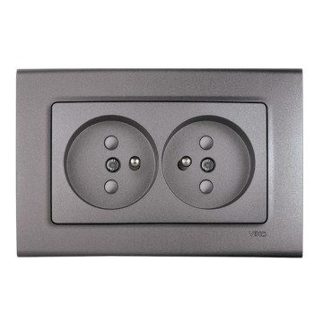 VİKO Linnera Life 90442057 Çocuk Korumalı Topraklı İkili UPS Priz [Granit Grisi]