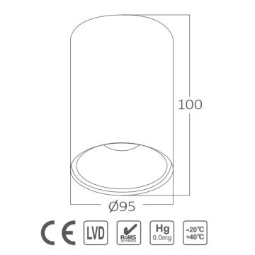 Braytron BH04-30400 10x10 cm Beyaz Sıva Üstü Silindir Spot Kasası (GU10 Duylu)