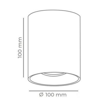 HELIOS HS 1614 10x10 cm Beyaz-Krom Sıva Üstü Silindir Spot Kasası (Metal)