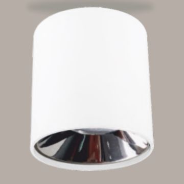 HELIOS HS 1614 10x10 cm Beyaz-Krom Sıva Üstü Silindir Spot Kasası (Metal)