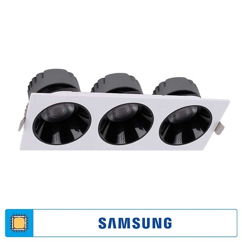 ACK AD10-02730 3x18 Watt Siyah-Beyaz Üçlü Sıva Altı SAMSUNG LED Spot - Beyaz Işık (6500K)