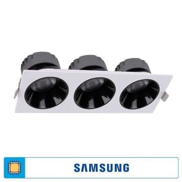 ACK AD10-02730 3x18 Watt Siyah-Beyaz Üçlü Sıva Altı SAMSUNG LED Spot - Beyaz Işık (6500K)
