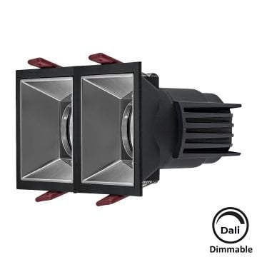 MOLLED MOL4163M Dali Dimli 2x12 Watt Siyah-Platin Sıva Altı İkili LED Spot