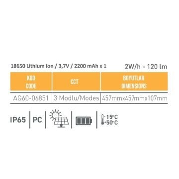 ACK AG60-06851 2 Watt 3 Modlü Solar Bahçe Armatürü