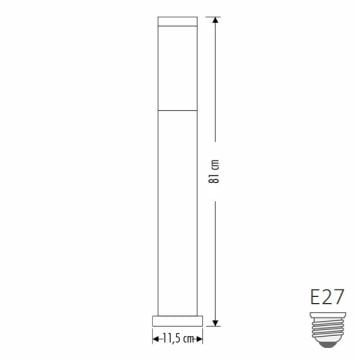 CATA CT-7014 ROMA 81 cm Siyah Kule Bollard Armatür (ABS Plastik)