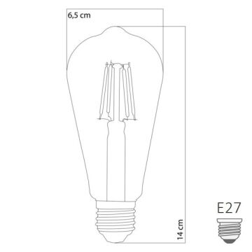 HEKA ERD-81 6 Watt Amber ST64 Rustik Armut Ampul