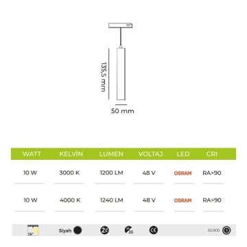 MOLLED MOL6034 10 Watt Tuya Dimli LED Magnet Spot (OSRAM LED)