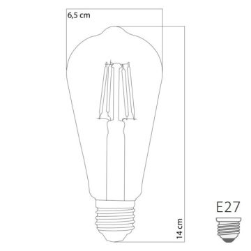 HEKA ERD-53 8 Watt ST64 Rustik Armut Ampul - Amber