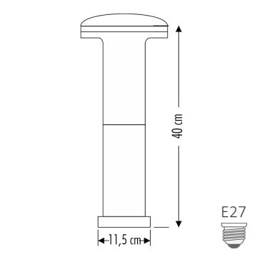 CATA CT-7017 NAPOLİ 40 cm Siyah Mantar Bollard Armatür (ABS Plastik)