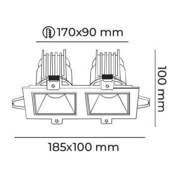 MOLLED MOL4162M Dali Dimli 2x10 Watt Siyah-Krom Sıva Altı İkili LED Spot