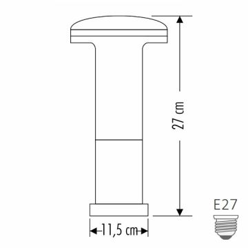CATA CT-7016 NAPOLİ 27 cm Siyah Mantar Bollard Armatür (ABS Plastik)