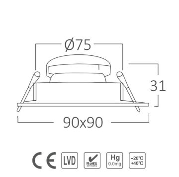 Braytron BH03-05210 Beyaz-Siyah Sıva Altı Kare Spot Kasası