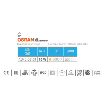 ACK AD40-06101 110 Watt OSRAM LED Magnet Spot - Gün Işığı (3000K)