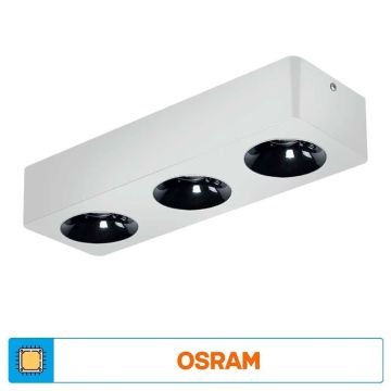 ACK AH12-01300 3x10 Watt 10x31x6 cm Beyaz-Platin Sıva Üstü Üçlü LED Spot - Metal - Gün Işığı (3000K)