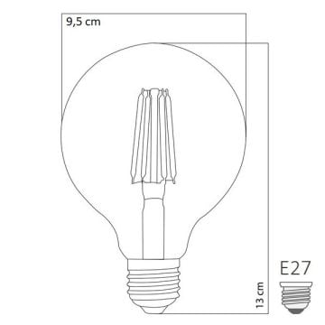 HEKA ERD-46 6 Watt Şeffaf Camlı G95 Rustik Top Ampul - Beyaz Işık (6500K)