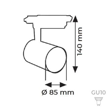 K2 GLOBAL KTL202 Siyah-Krom Ray Spot Kasası (GU10 Duylu)