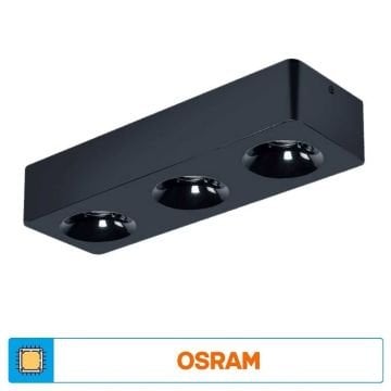 ACK AH12-01331 3x10 Watt 10x31x6 cm Siyah-Platin Sıva Üstü Üçlü LED Spot - Metal - Beyaz Işık (6500K)