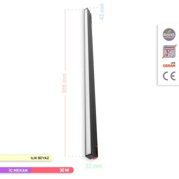 ACK AD40-01501 30 Watt 90 cm OSRAM LED Magnet Armatür - Gün Işığı (3000K)