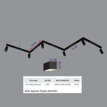K2 GLOBAL KSL-SNAG3 95 Watt 50x240 cm Sıva Üstü/Sarkıt Mercekli Snag Lineer Armatür (OSRAM LED & TRIDONIC Driver)