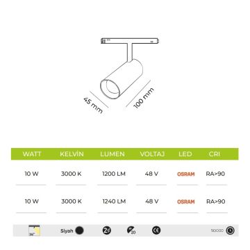 MOLLED MOL6031 10 Watt Tuya Dimli LED Magnet Ray Spot (OSRAM LED)