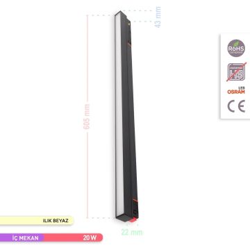 ACK AD40-01311 20 Watt 60 cm OSRAM LED Magnet Armatür - Ilık Beyaz (4000K)