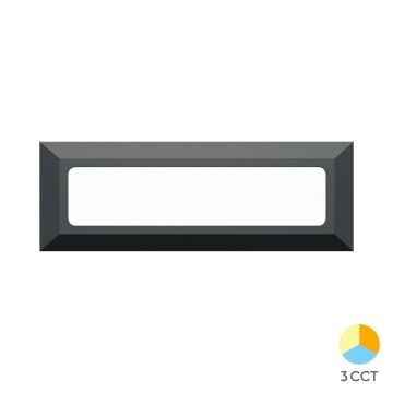 Braytron BG38-01882 3 Watt Gri Kasa Sıva Üstü Dikdörtgen Dış Mekan LED Merdiven Armatürü - 3 Işık Renkli (Beyaz + Ilık Beyaz + Gün Işığı)