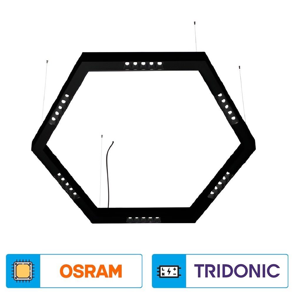 K2 GLOBAL KSL65SF 30 Watt 80 cm Çap Altıgen Sıva Üstü/Sarkıt Mercekli Lineer Armatür (OSRAM LED & TRIDONIC Driver)