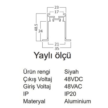 Braytron BY41-01331 3 Metre Ultra Sıva Altı Yaylı Magnet Ray