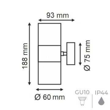 ERKled ERK2756 Krom Çift Yönlü Dış Mekan Aplik (GU10 Duylu - Metal Gövde)