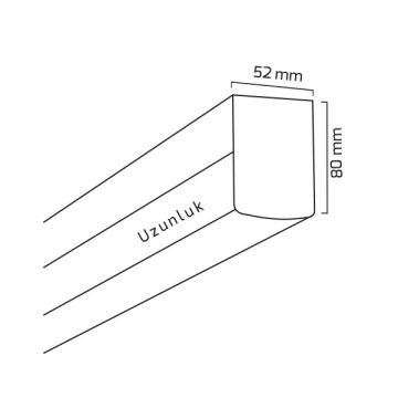 GOYA GY 8036-90 Siyah/Beyaz Kasa 52 Watt 90 cm Sıva Üstü Lineer Armatür