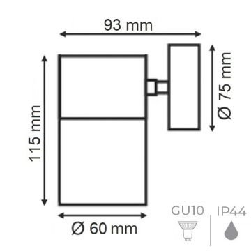 ERKled ERK2755 Krom Tek Yönlü Dış Mekan Aplik (GU10 Duylu - Metal Gövde)