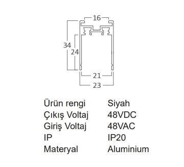 Braytron BY41-01221 2 Metre Ultra Sıva Üstü Magnet Ray
