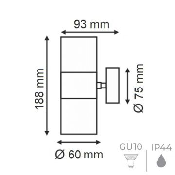 ERKled ERK2754 Antrasit Çift Yönlü Dış Mekan Aplik (GU10 Duylu - Metal Gövde)